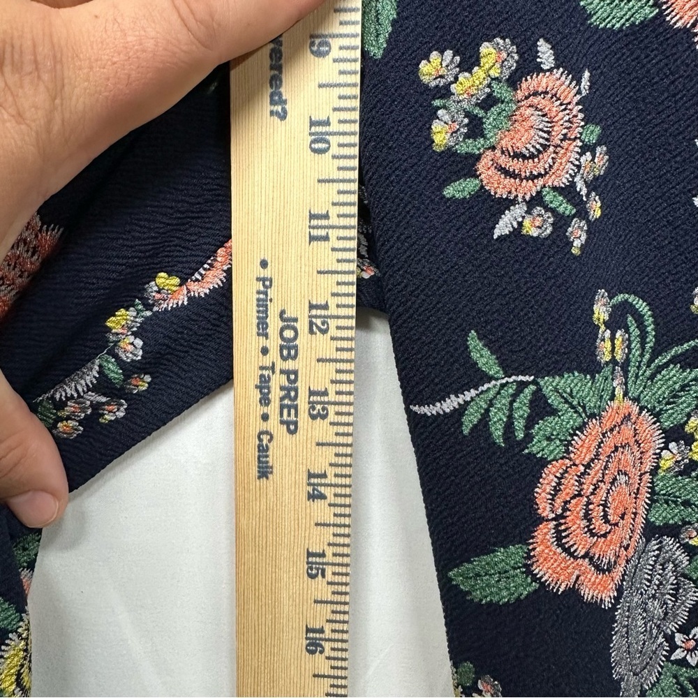 Attitudes by Renee Floral Stretch Knit Pull On Pants Small Navy - Picture 7 of 8